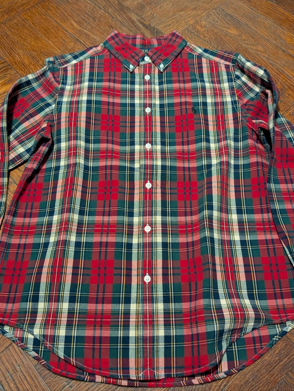 Kids  Red and Green Plaid Button-Down Shirt